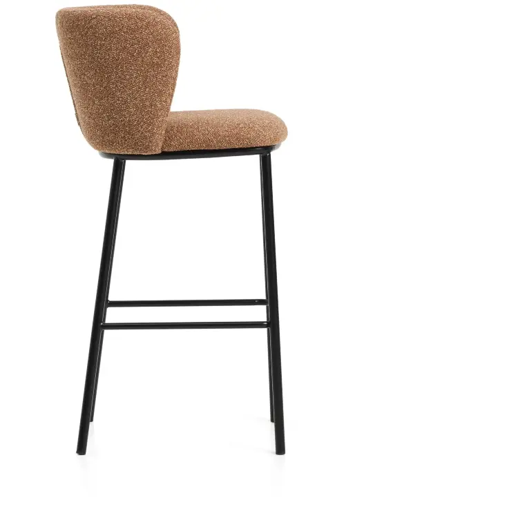 Барный стул Ciselia из терракотового шенилла с ножками из черной стали