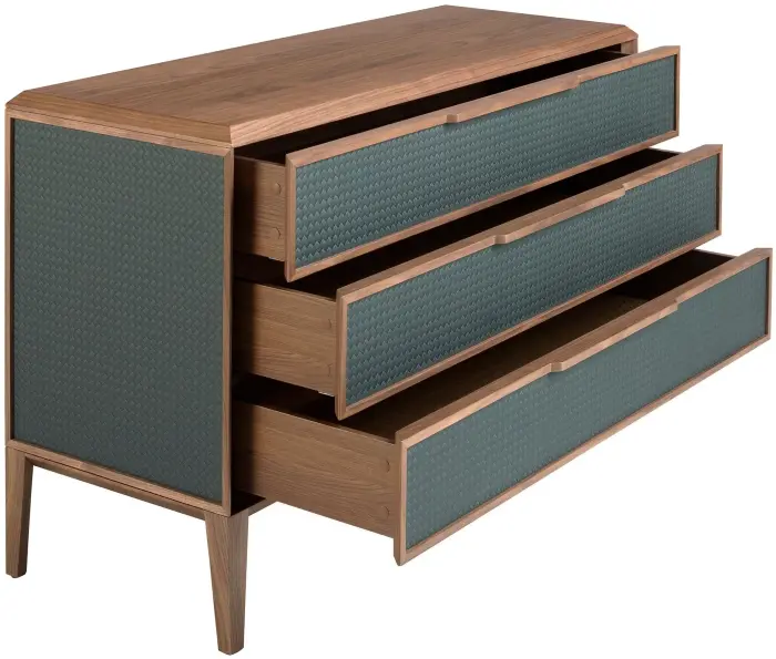 Комод 7150/CP2305-C темно-зеленого цвета из пластика и ореха