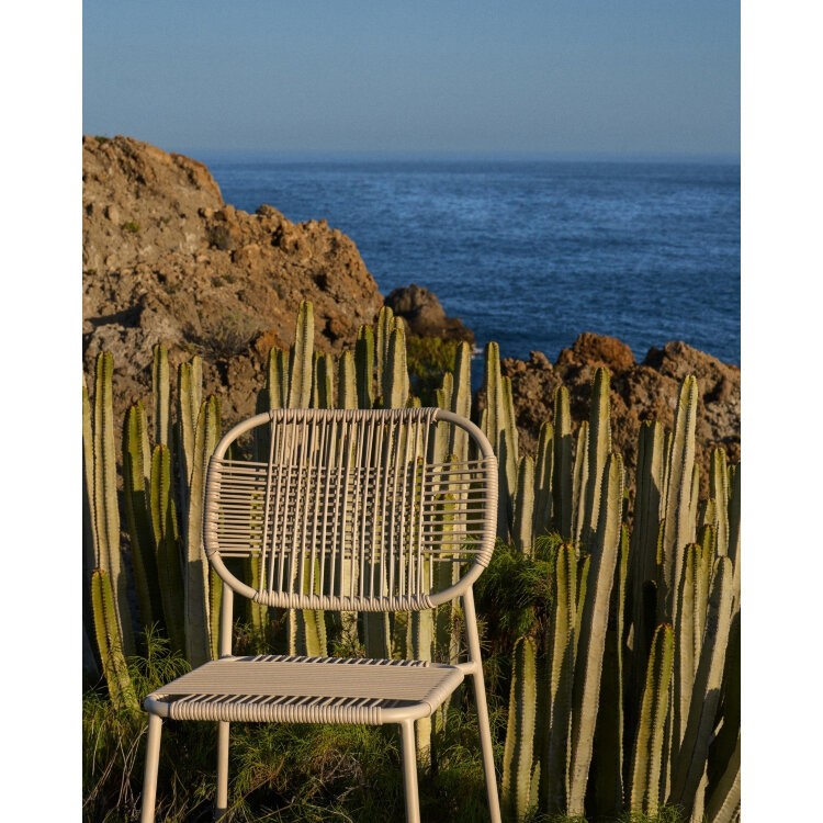 Садовый стул Talaier из искусственного каната и стали бежевого цвета