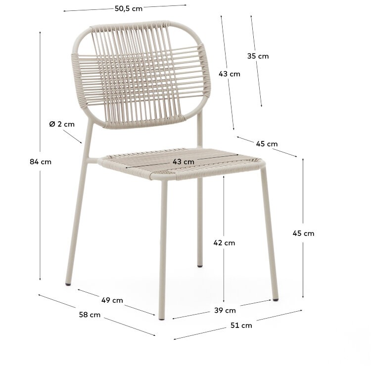 Садовый стул Talaier из искусственного каната и стали бежевого цвета