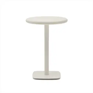 Уличный стол Dina круглый белый из цемента и стали со столешницей Ø70 см