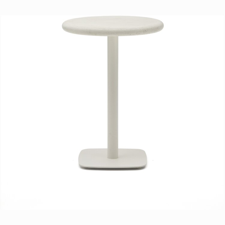 Уличный стол Dina круглый белый из цемента и стали со столешницей Ø70 см