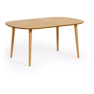 Раздвижной стол Oakland из МДФ с дубовым шпоном и ножками из массива каучука Ø160(260)x100 с