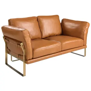 2-местный диван из кожи цвета Camel 6229