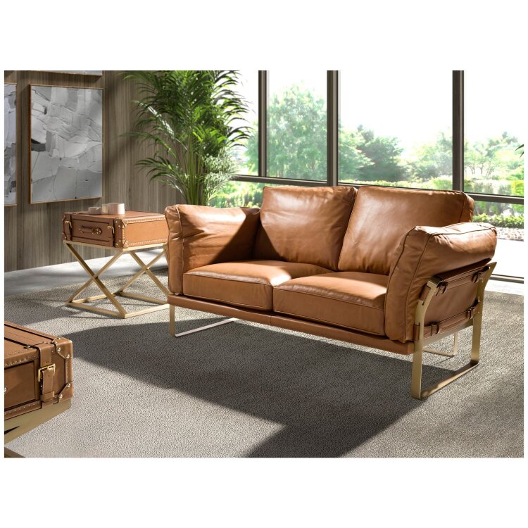 2-местный диван из кожи цвета Camel 6229