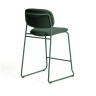 Полубарный стул Meli из зеленой синели с металлическими ножками, 65 см