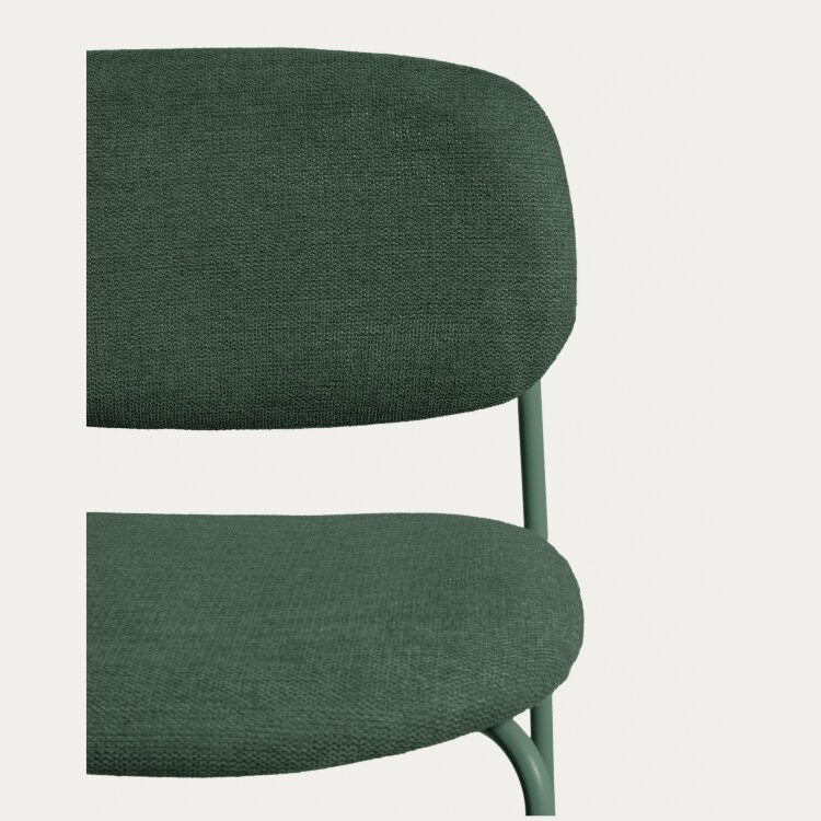 Полубарный стул Meli из зеленой синели с металлическими ножками, 65 см