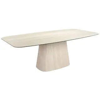 Овальный обеденный стол 1171 из керамики песочного цвета