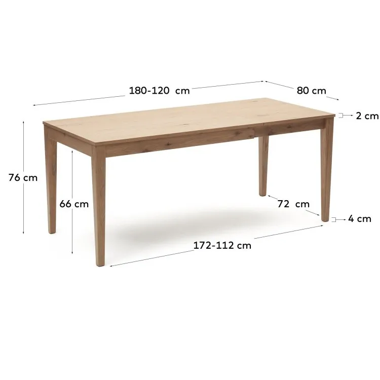 Yain Раздвижной стол из дубового шпона и массива дуба 120 (180) x 80 см