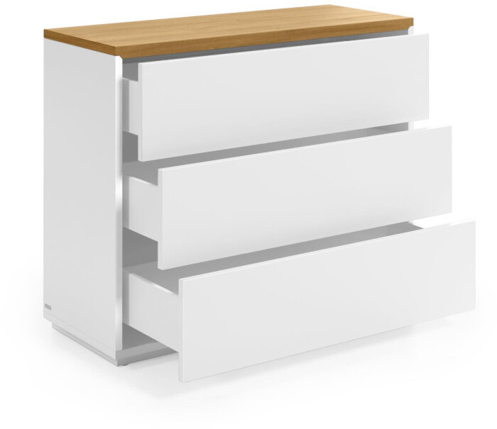 Комод Abilen шпон дуба и белый лак 90 x 75 cm