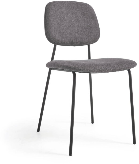 Стул Benilda темно-серый с дубовым шпоном и сталь с черной отделкой