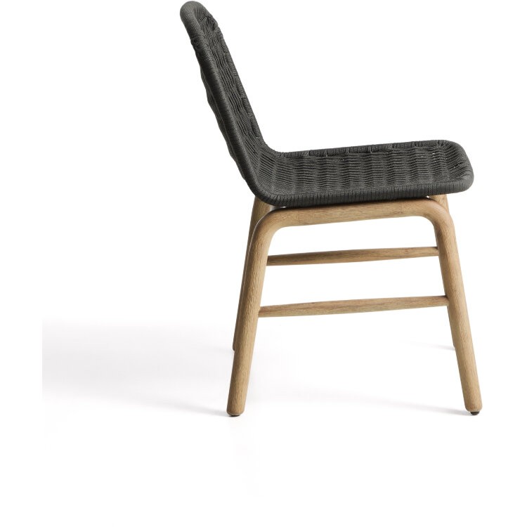 Уличный стул Alipa из массива акации и веревки темно-серого цвета