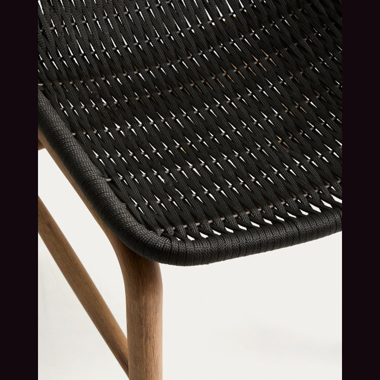 Уличный стул Alipa из массива акации и веревки темно-серого цвета
