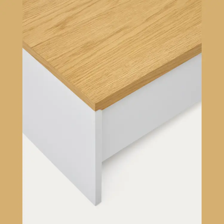 Abilen Подъемный журнальный столик из дуба и белого лака 110 x 60 см FSC 100%