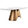 Овальный обеденный стол 1172 из белой керамики и бронзовой стали