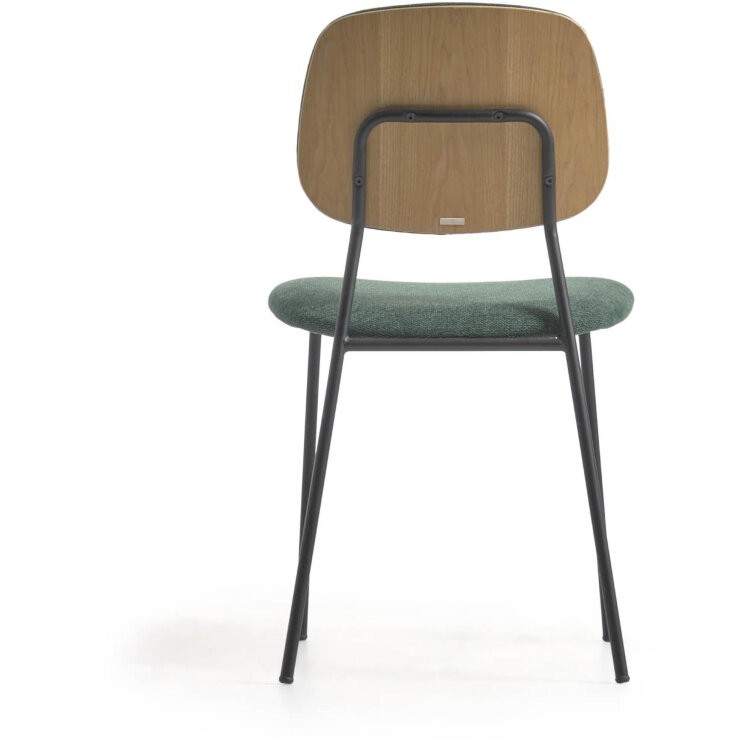 Стул Benilda зеленый с дубовым шпоном и сталь с черной отделкой