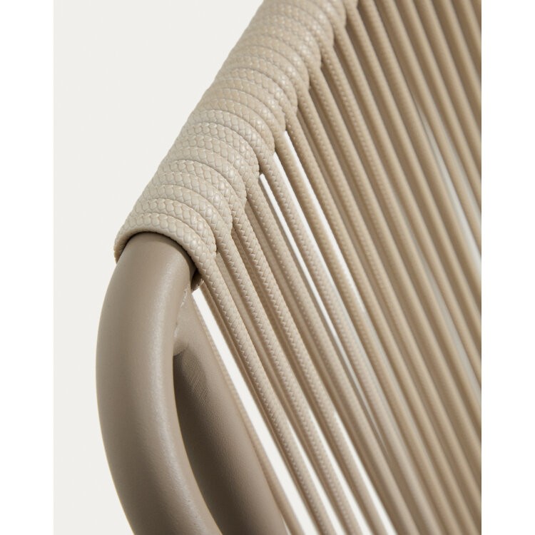 Уличный стул Zivia из веревки цвета экрю и стали цвета таупе