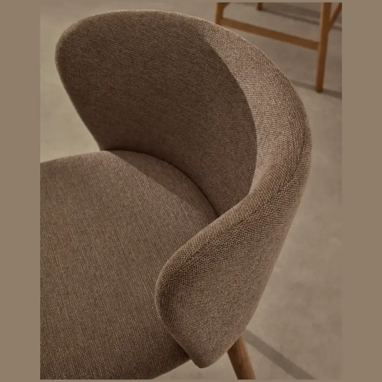 Ciselia Барный стул из коричневой синели и натурального массива ясеня