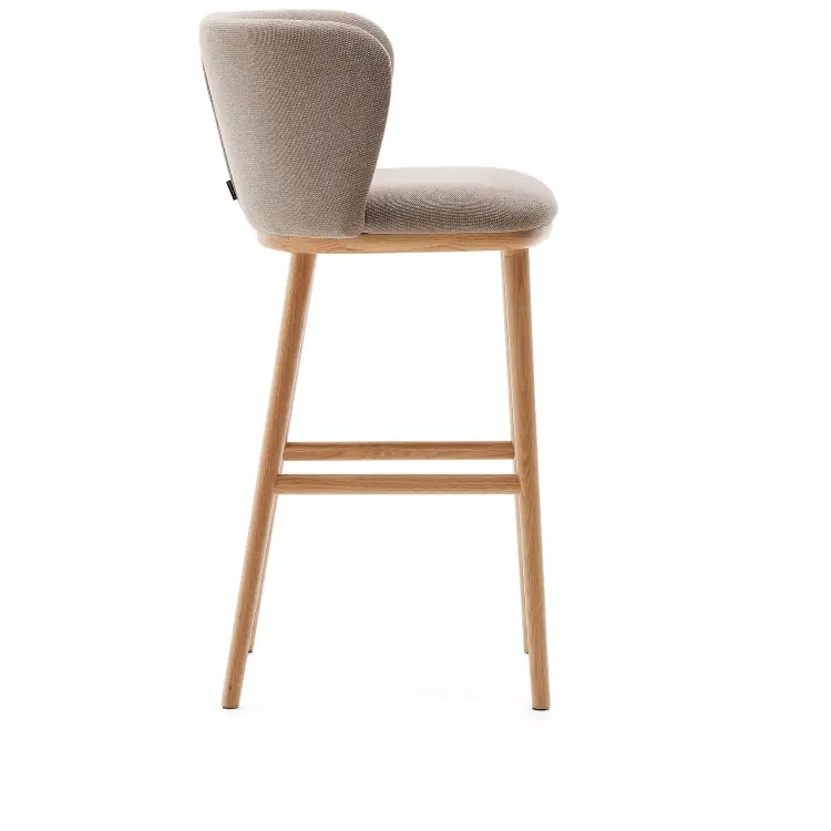 Ciselia Барный стул из коричневой синели и натурального массива ясеня