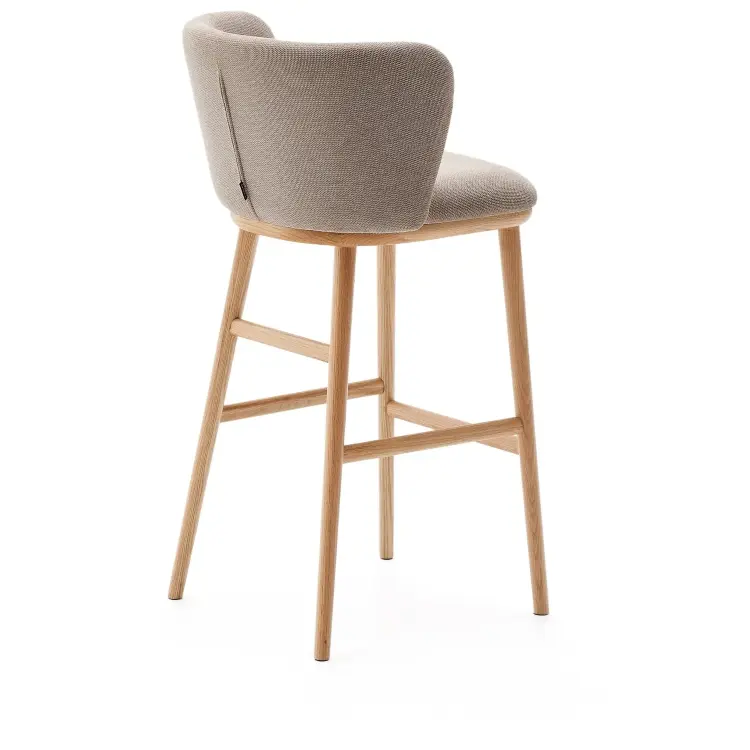 Ciselia Барный стул из коричневой синели и натурального массива ясеня