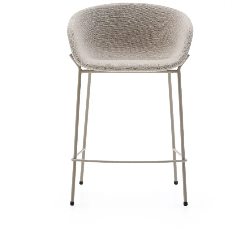 Полубарный стул Yvette из бежевого шенилла с бежевыми стальными ножками 65 см