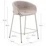 Полубарный стул Yvette из бежевого шенилла с бежевыми стальными ножками 65 см