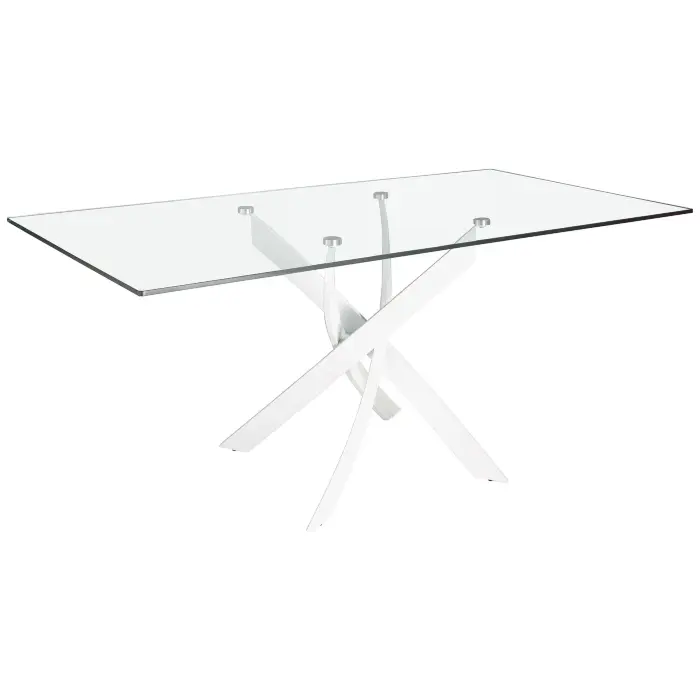 Прямоугольный обеденный стол 1138/F2133-BLANCO 150x95 стеклянный с белыми ножками