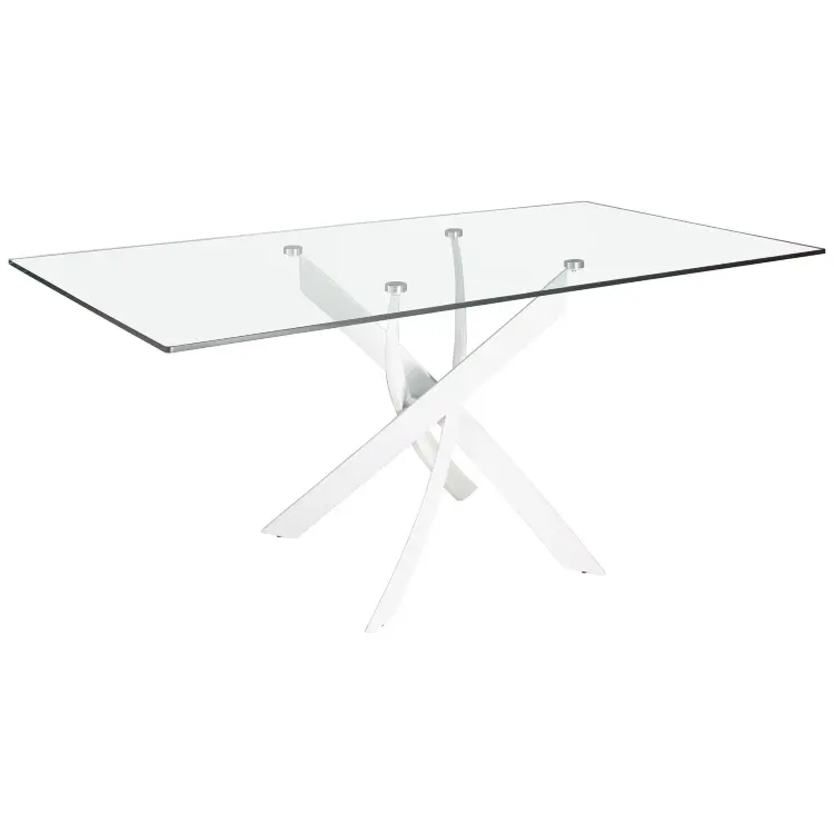 Прямоугольный обеденный стол 1138/F2133-BLANCO 150x95 стеклянный с белыми ножками