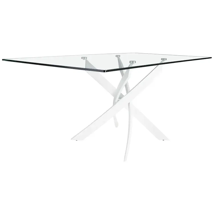 Прямоугольный обеденный стол 1138/F2133-BLANCO 150x95 стеклянный с белыми ножками