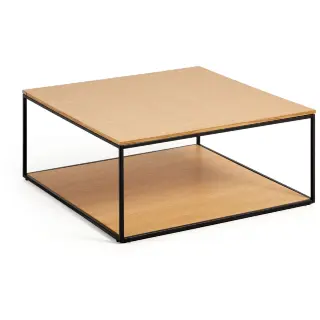 Yoana Журнальный столик из дубового шпона и черного металла 80 x 80 см