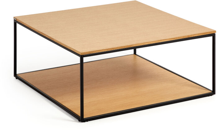 Yoana Журнальный столик из дубового шпона и черного металла 80 x 80 см