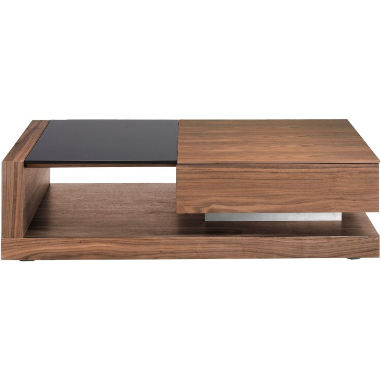 Журнальный столик из ореха с черным стеклом MH1317A /2061