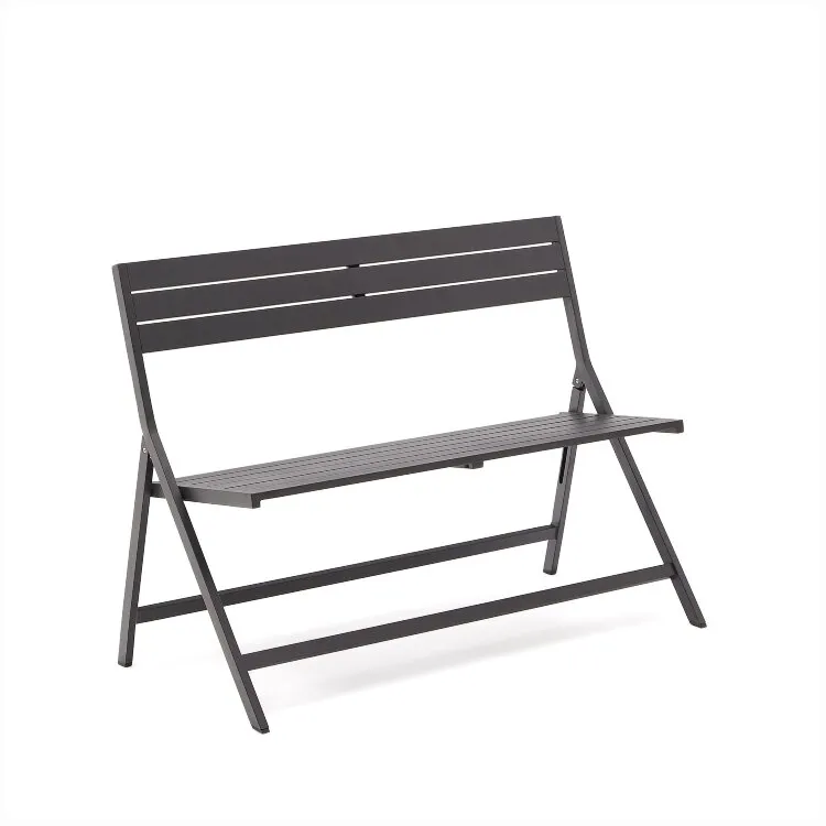 Складная уличная скамейка Torreta из алюминия с черной отделкой