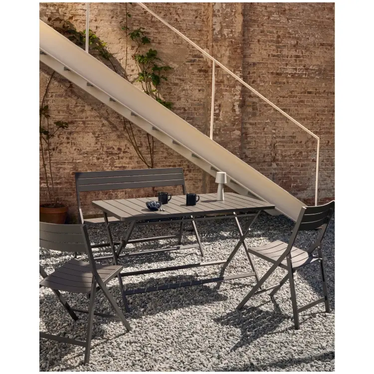 Складная уличная скамейка Torreta из алюминия с черной отделкой
