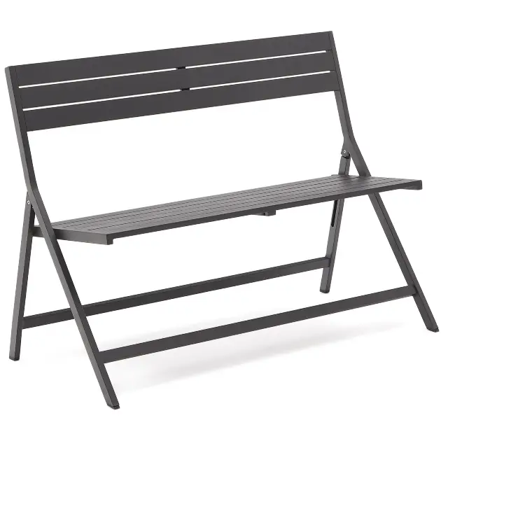 Складная уличная скамейка Torreta из алюминия с черной отделкой