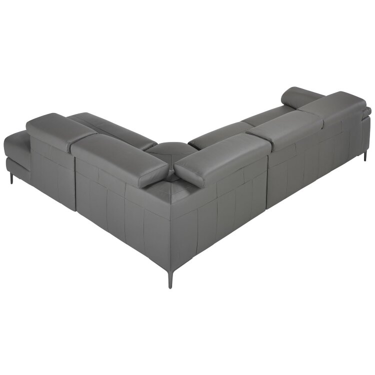 Угловой диван с реклайнером 5320-R-M9019 /6111 серый кожаный