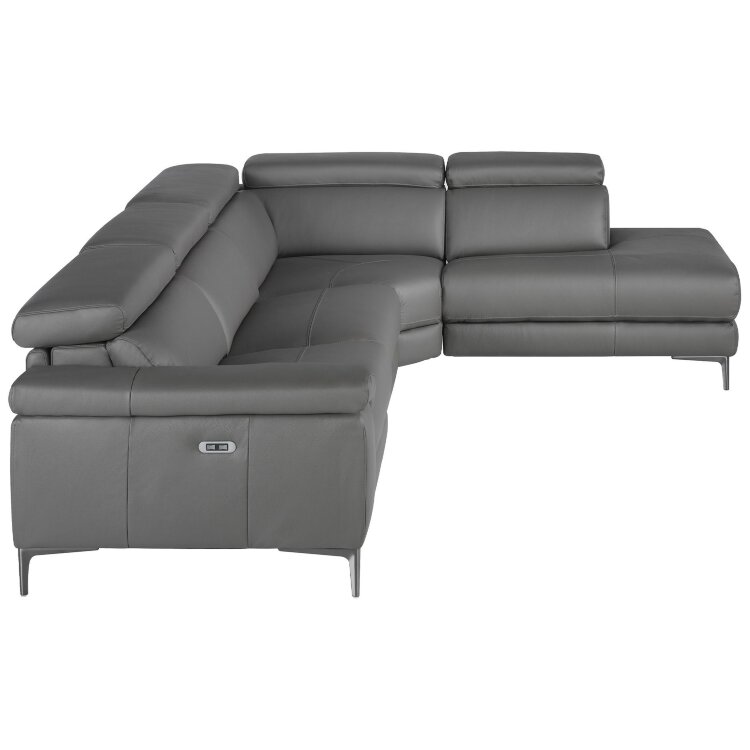 Угловой диван с реклайнером 5320-R-M9019 /6111 серый кожаный