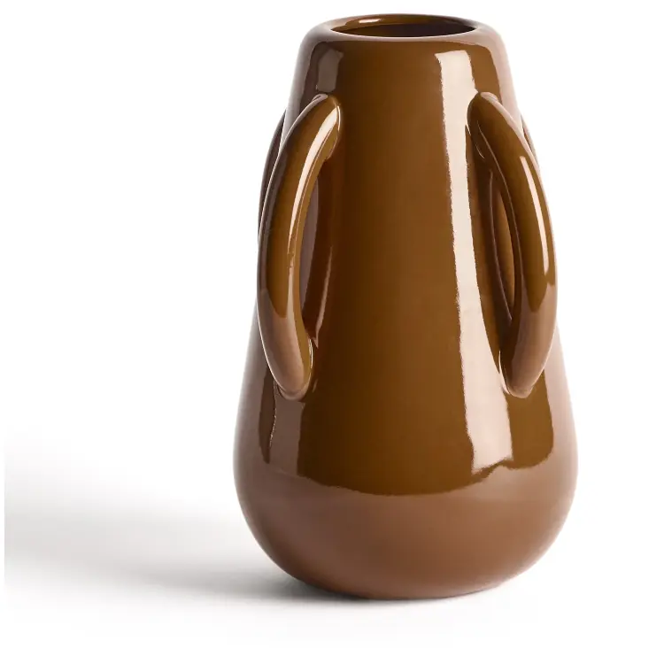 Ваза Odra из коричневой керамики с глянцевой отделкой, 25,5 см