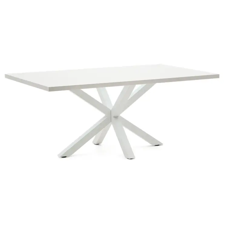 Белый лакированный стол Arya со стальными ножками 200x100