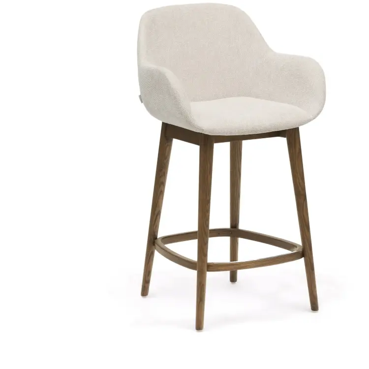 Полубарный стул Konna бежевого цвета с ножками из массива ясеня в темной отделке, 65 см