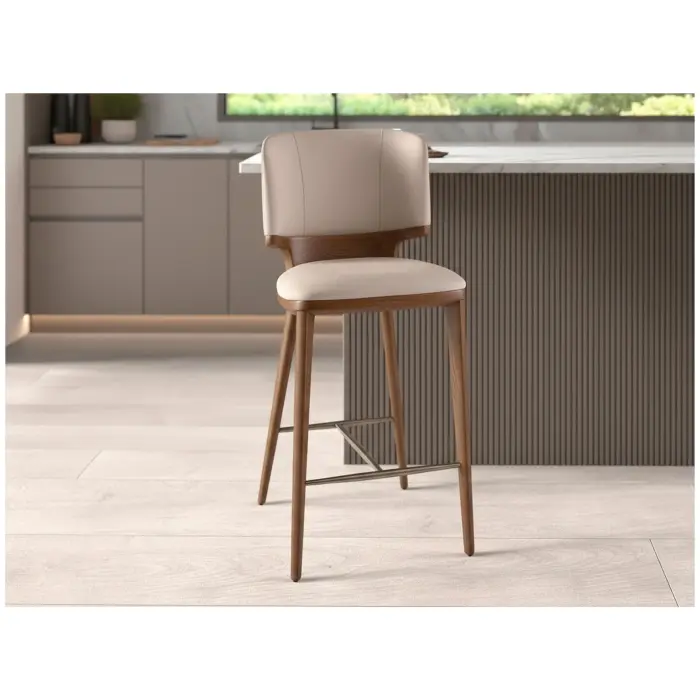 Барный стул 4208 из кремовой экокожи