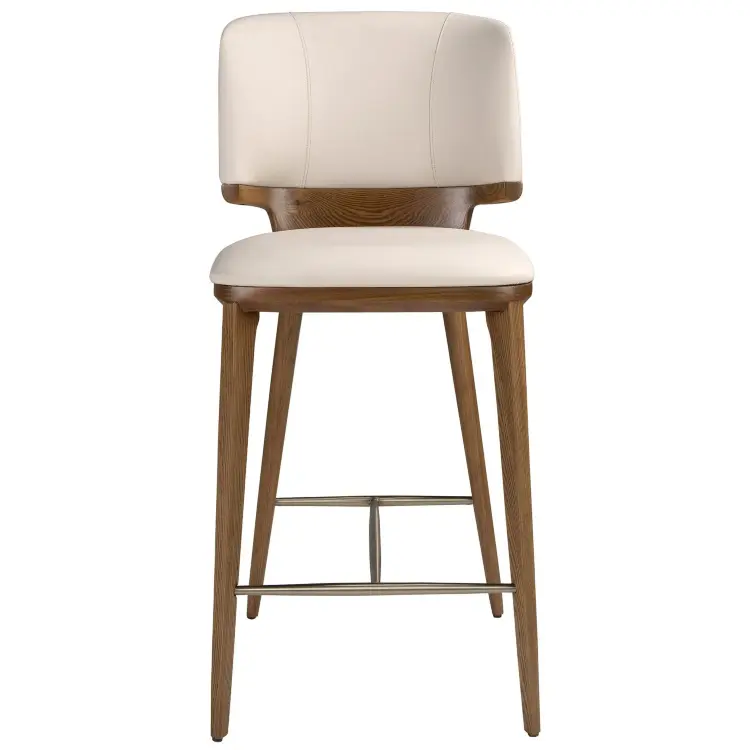 Барный стул 4208 из кремовой экокожи