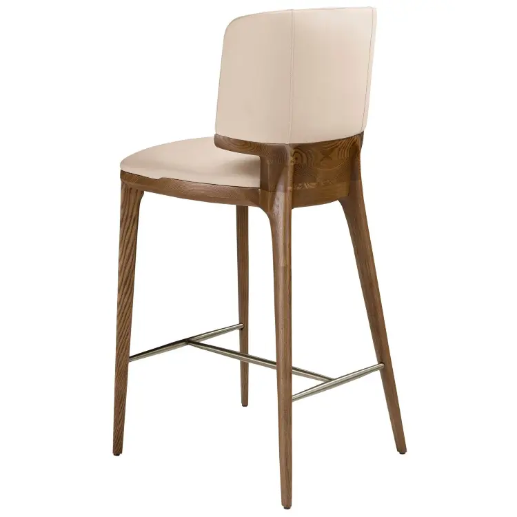 Барный стул 4208 из кремовой экокожи