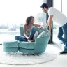 Кресло Roxane поворотное с пуфом на металлических ножках R1G+P