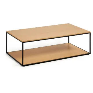 Yoana Журнальный столик из дубового шпона и черного металла 110 x 60 см