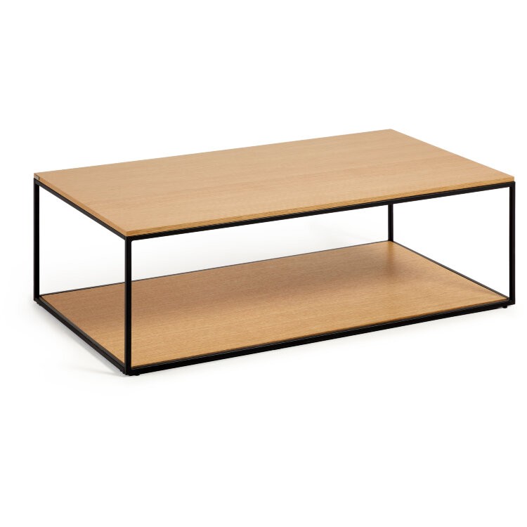 Yoana Журнальный столик из дубового шпона и черного металла 110 x 60 см