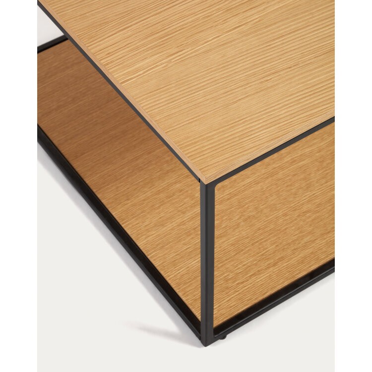 Yoana Журнальный столик из дубового шпона и черного металла 110 x 60 см