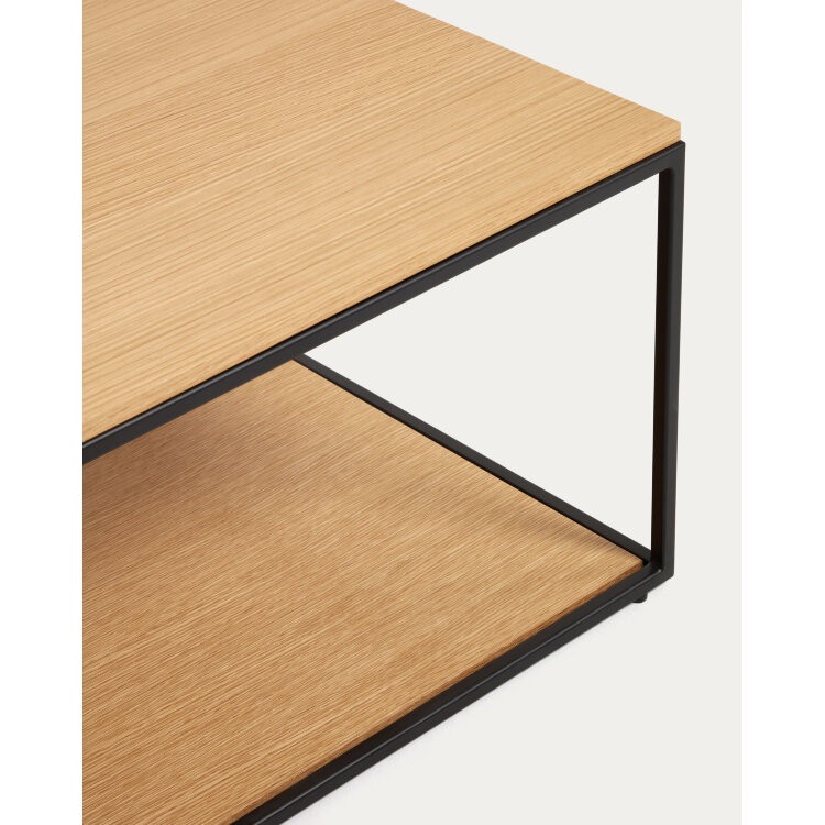 Yoana Журнальный столик из дубового шпона и черного металла 110 x 60 см