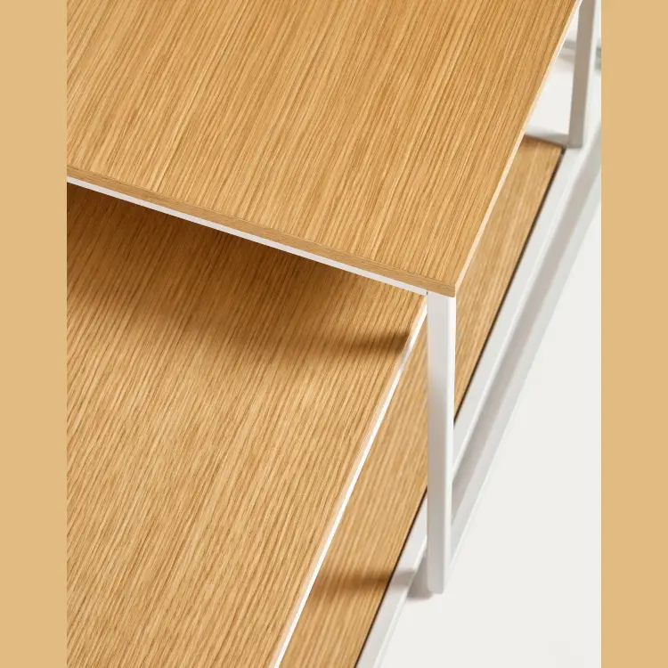 Yoana Набор из 2 журнальных столиков из дубового шпона и основой из белого металла 80 x 80 см