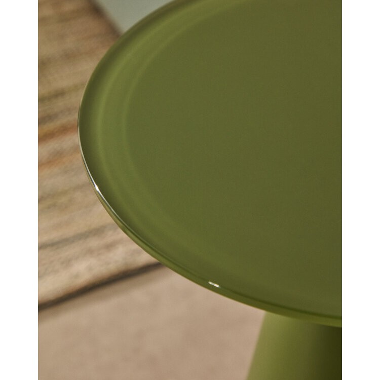 Приставной столик Wilshire из стали с закаленным стеклом с матовой зеленой отделкой Ø35 см